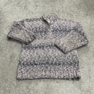 Evian Vintage Chunky Knit Sweater Womens Large Pink 1/2 Button Up Mock Casual